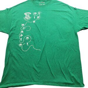 Harry Potter Hogwarts Footprints Mens Green Tee 2XL Witches Wizards Dance